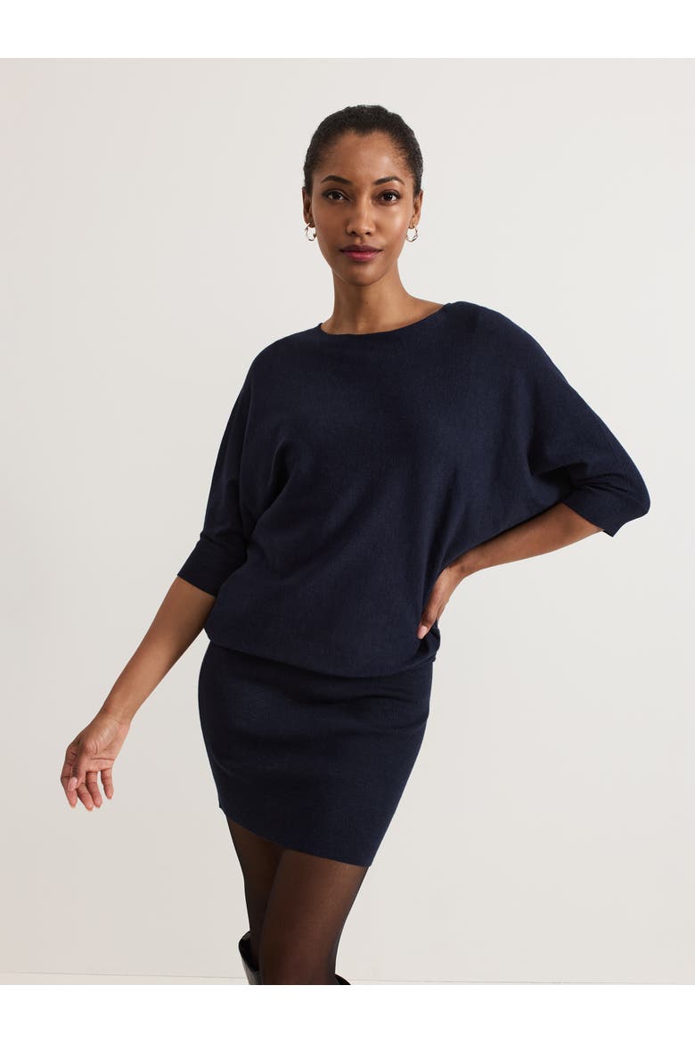Becca Batwing Knitted Dress, Main, color, Navy