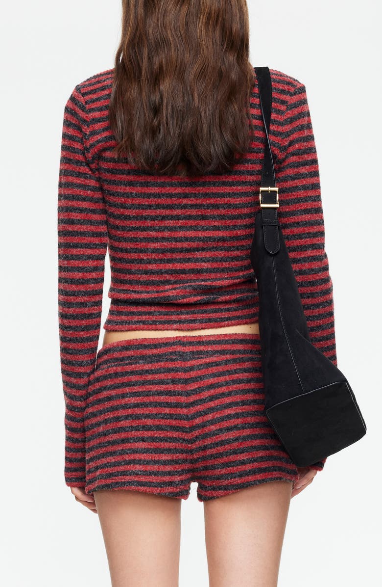 LIONESS Apex Knit Jacket, Alternate, color, Crimson Stripe