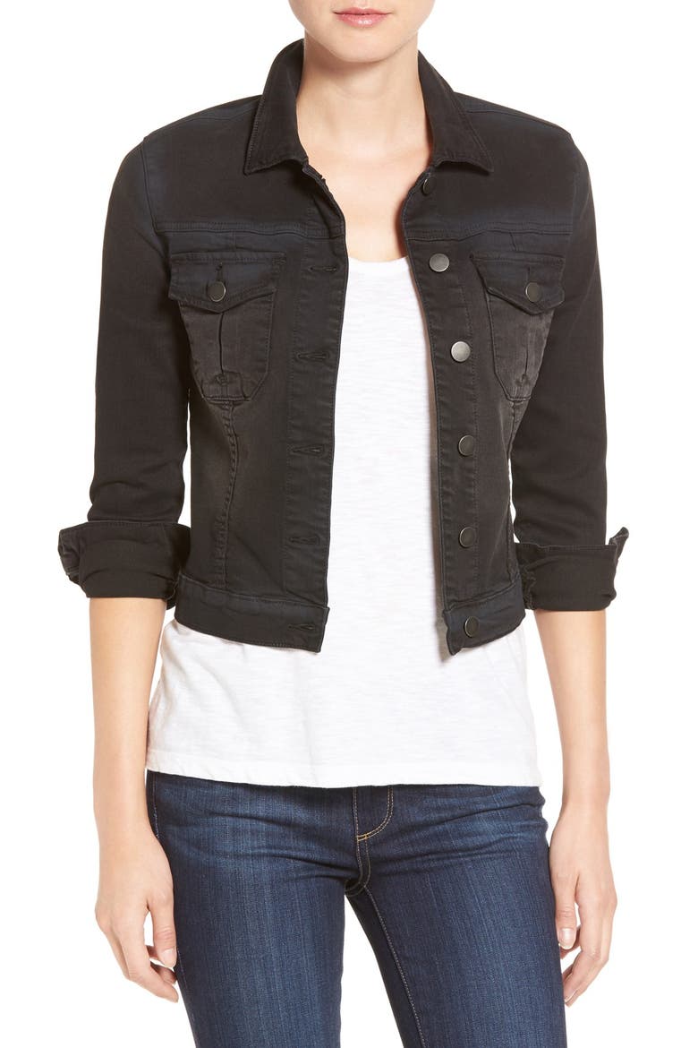 'Amelia' Denim Jacket, Main, color, BLACK