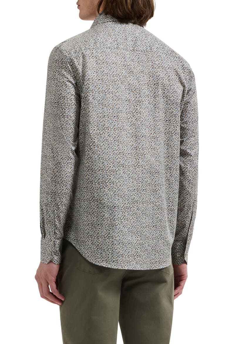 Alvin Shaped Fit Print Button-Up Shirt, Alternate, color, WALNUT