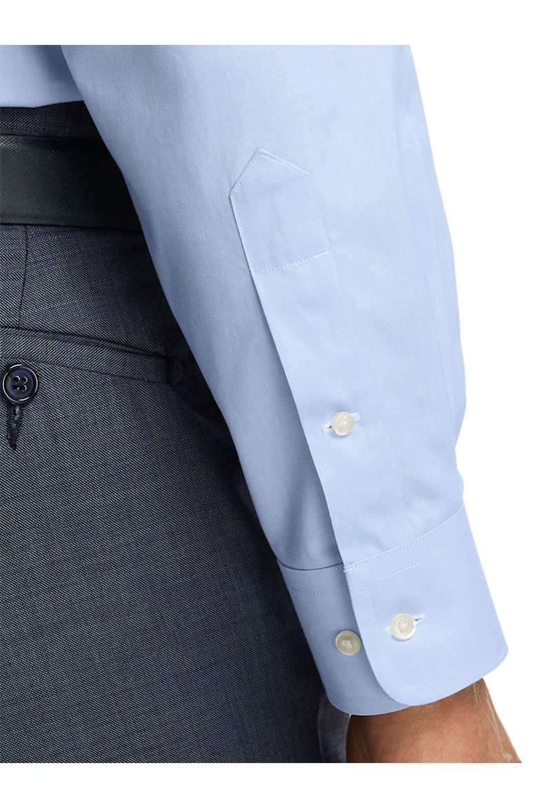 Tailored Fit Non-iron Cotton Pinpoint Solid Point Collar Dress Shirt, Alternate, color, Blue