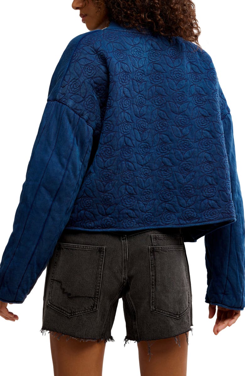 Free People Rose Front Zip Jacket, Alternate, color, Indigo