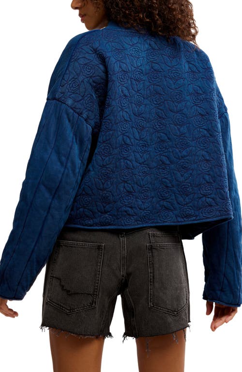 Free People Rose Front Zip Jacket In Blue