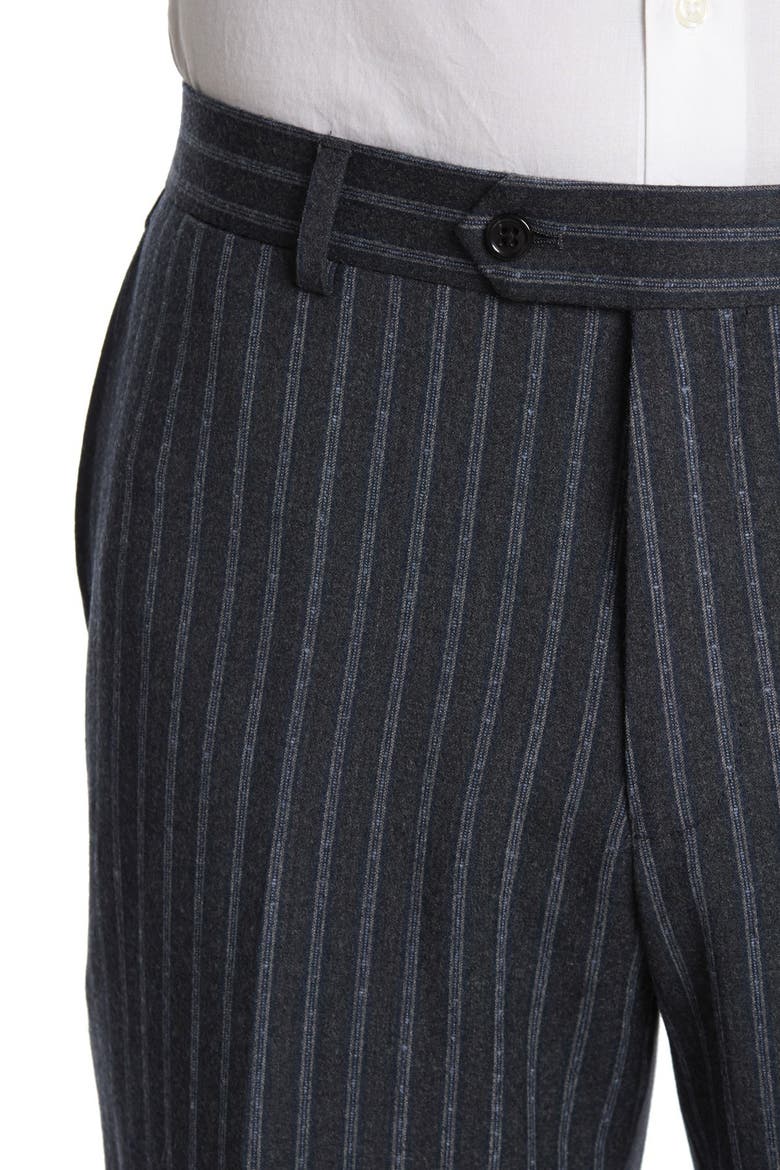 Dark Grey Stripe Two Button Notch Lapel Wool Slim Fit 3-Piece Suit, Alternate, color, DARK GRAY