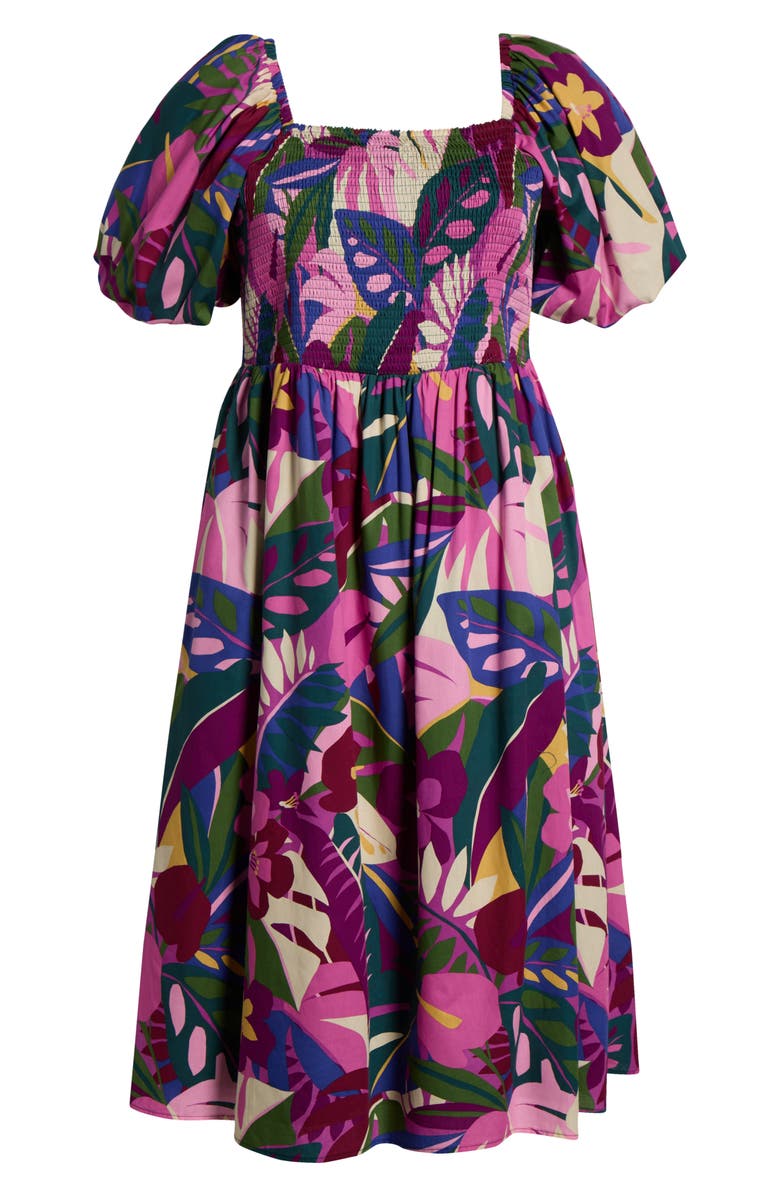 SUGARLIPS Blain Floral Maray Smocked Cotton Midi Dress, Alternate, color, Purple Multi