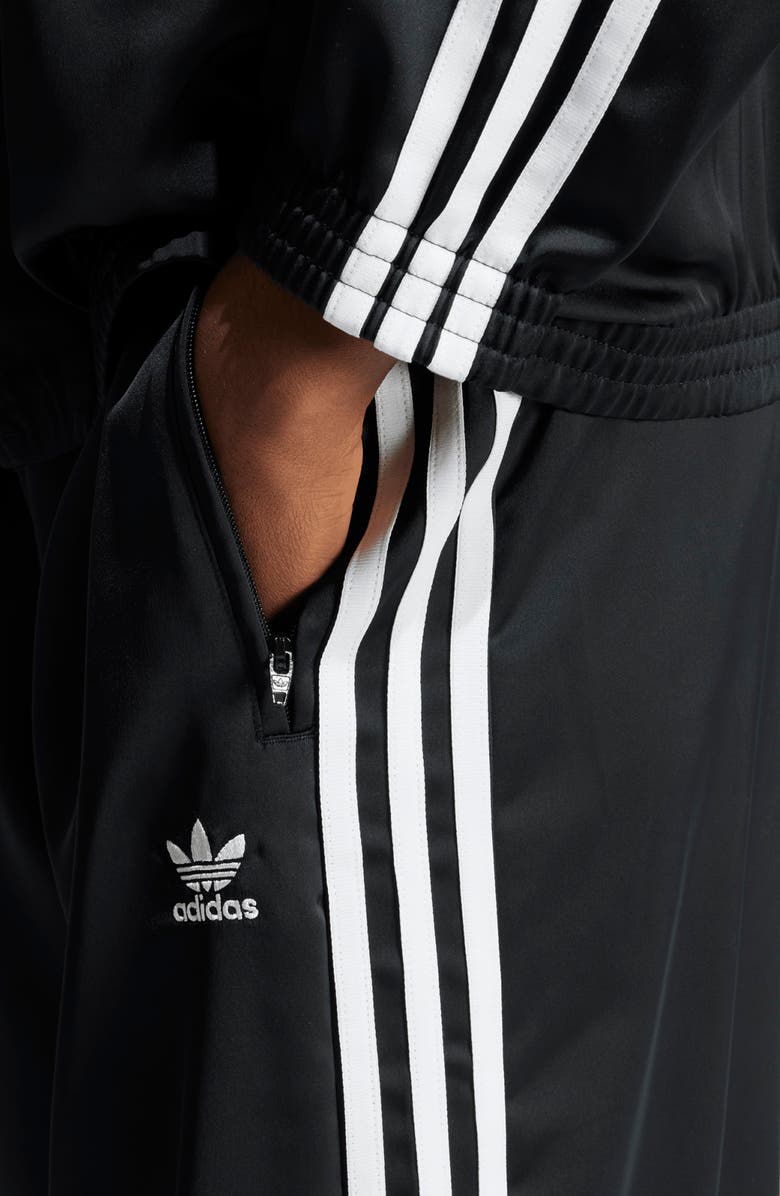 adidas Originals Recycled Polyester Satin Wide Leg Track Pants, Alternate, color, Black