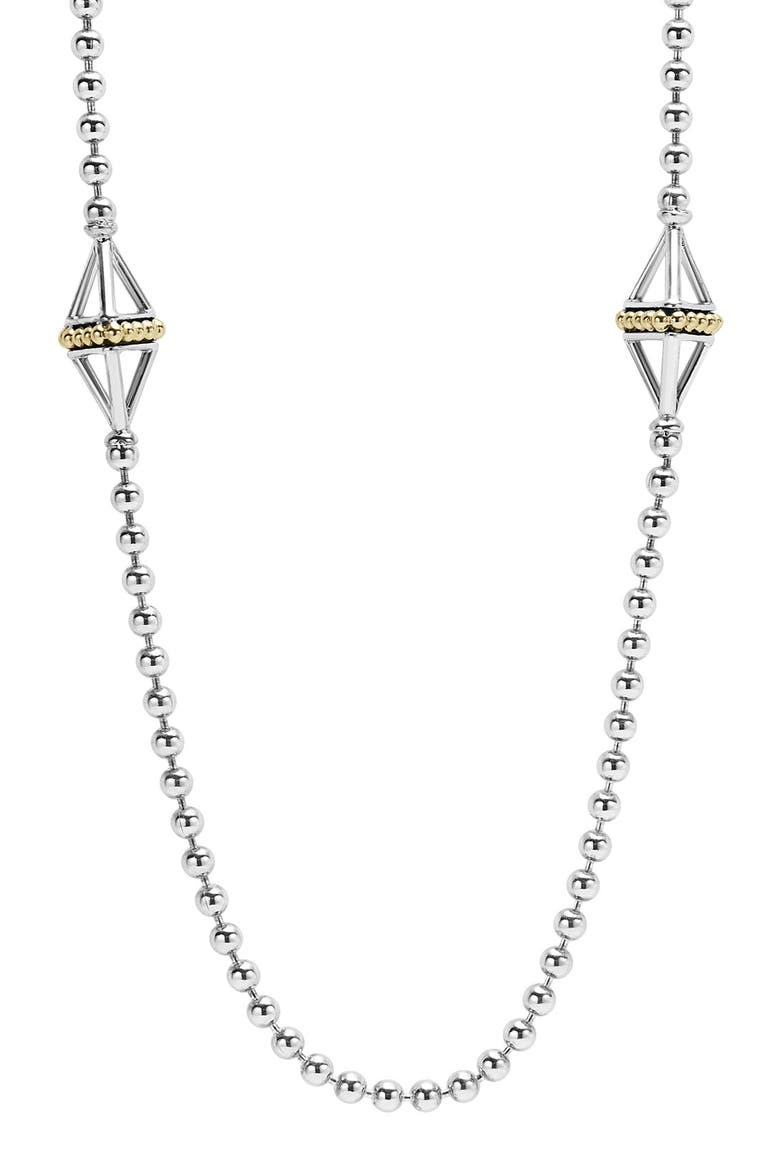 KSL Long Pyramid Station Necklace, Main, color, SILVER/ GOLD