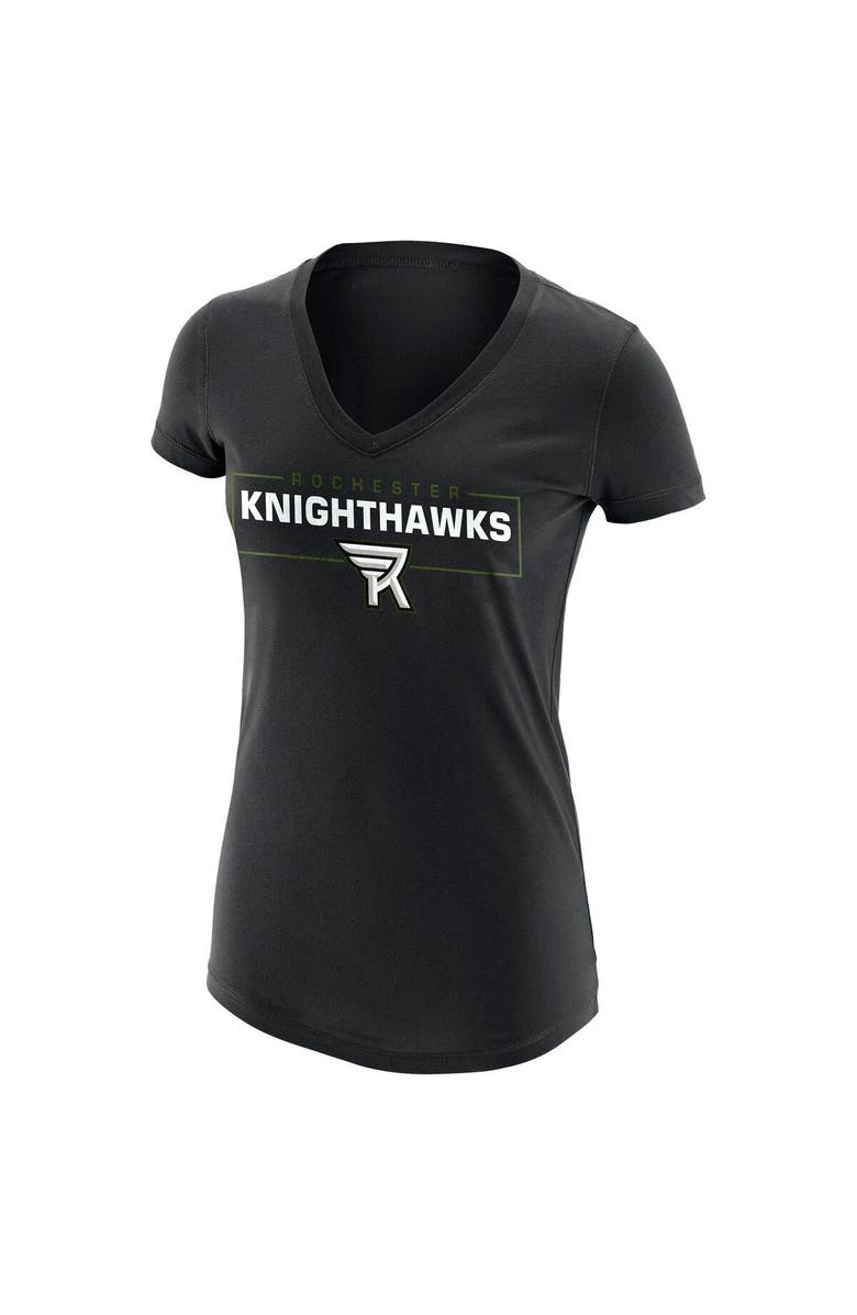 ADPRO Sports Women's Black Rochester Knighthawks Primary Logo V-Neck T-Shirt, Alternate, color, 