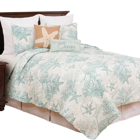 Ocean Treasures Starfish Sand Dollar Quilt Set
