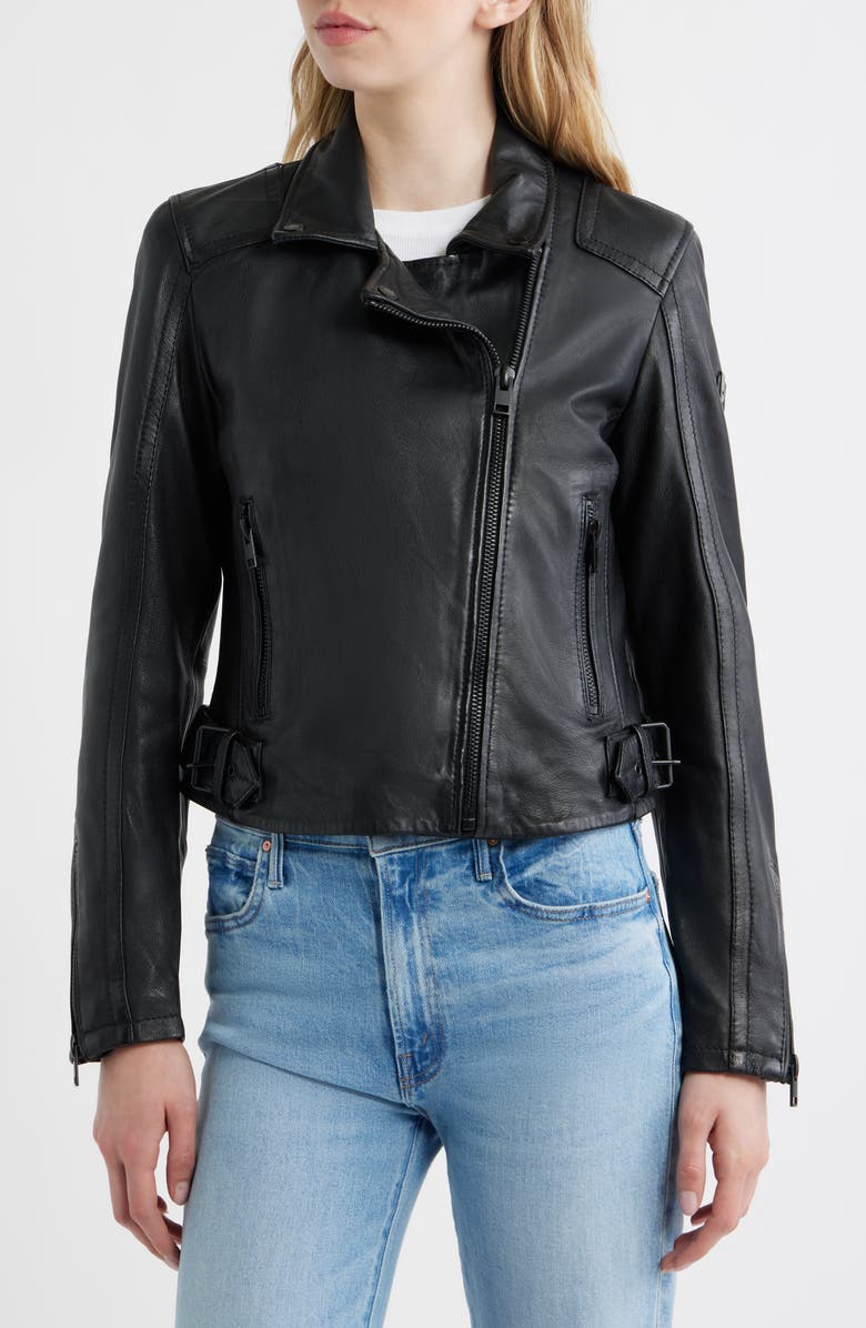 MAURITIUS Bita Leather Moto Jacket, Alternate, color, Black