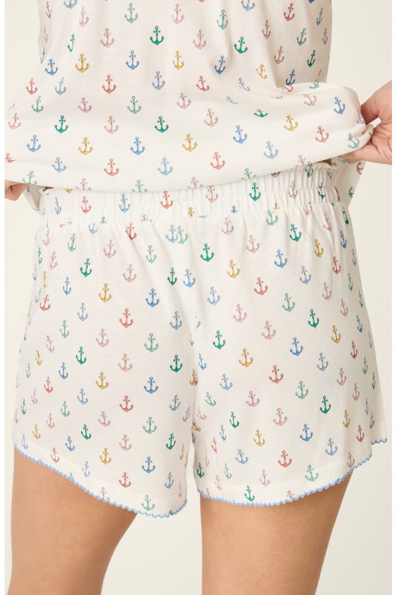 Meet Me By The Sea Cotton Blend Short Pajama Bottoms, Alternate, color, IVORY