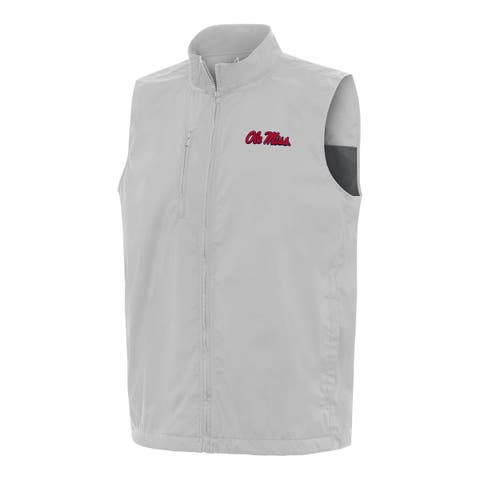 Men's Antigua  Gray Ole Miss Rebels Brisk Full-Zip Vest