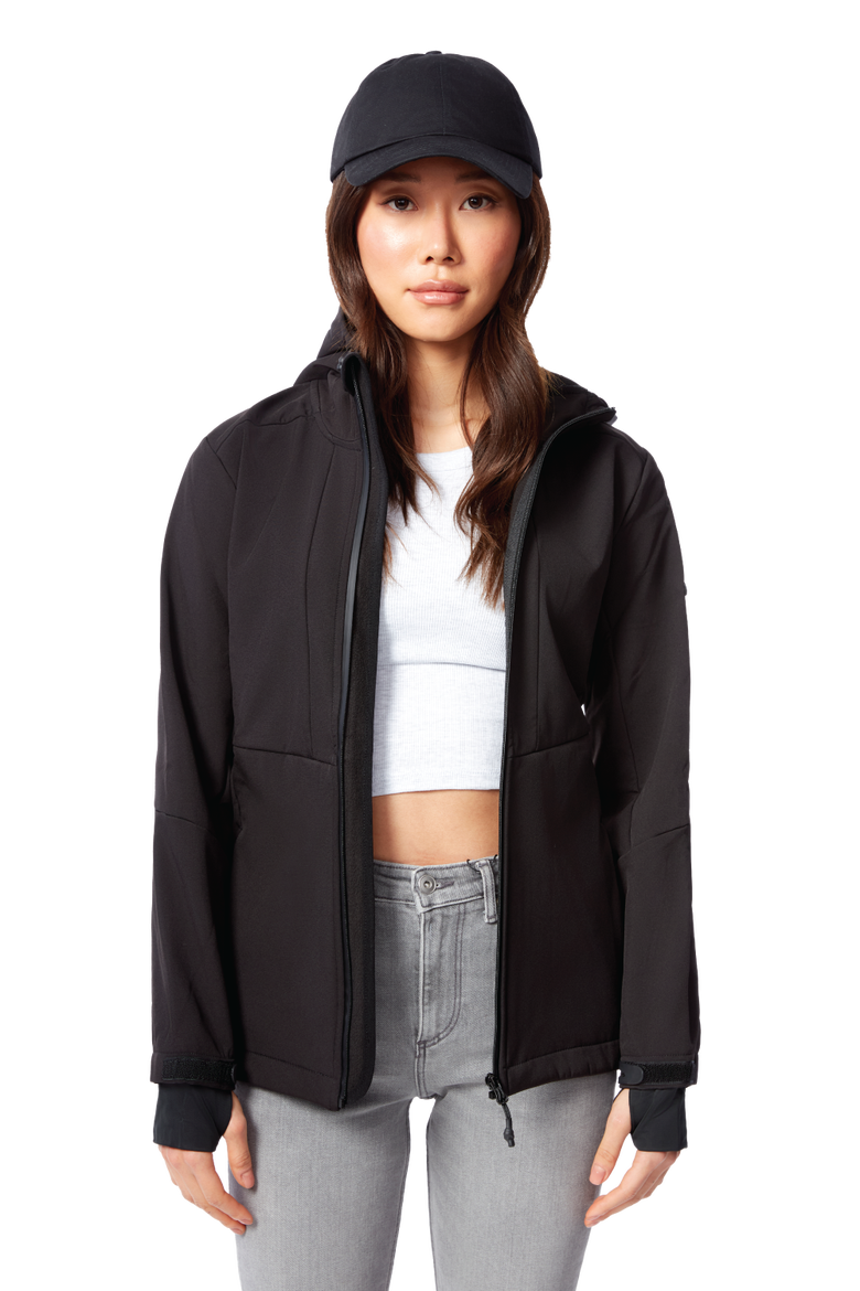 Mackenzie - Women's Fleece Lined Softshell Windbreaker, Main, color, BLACK