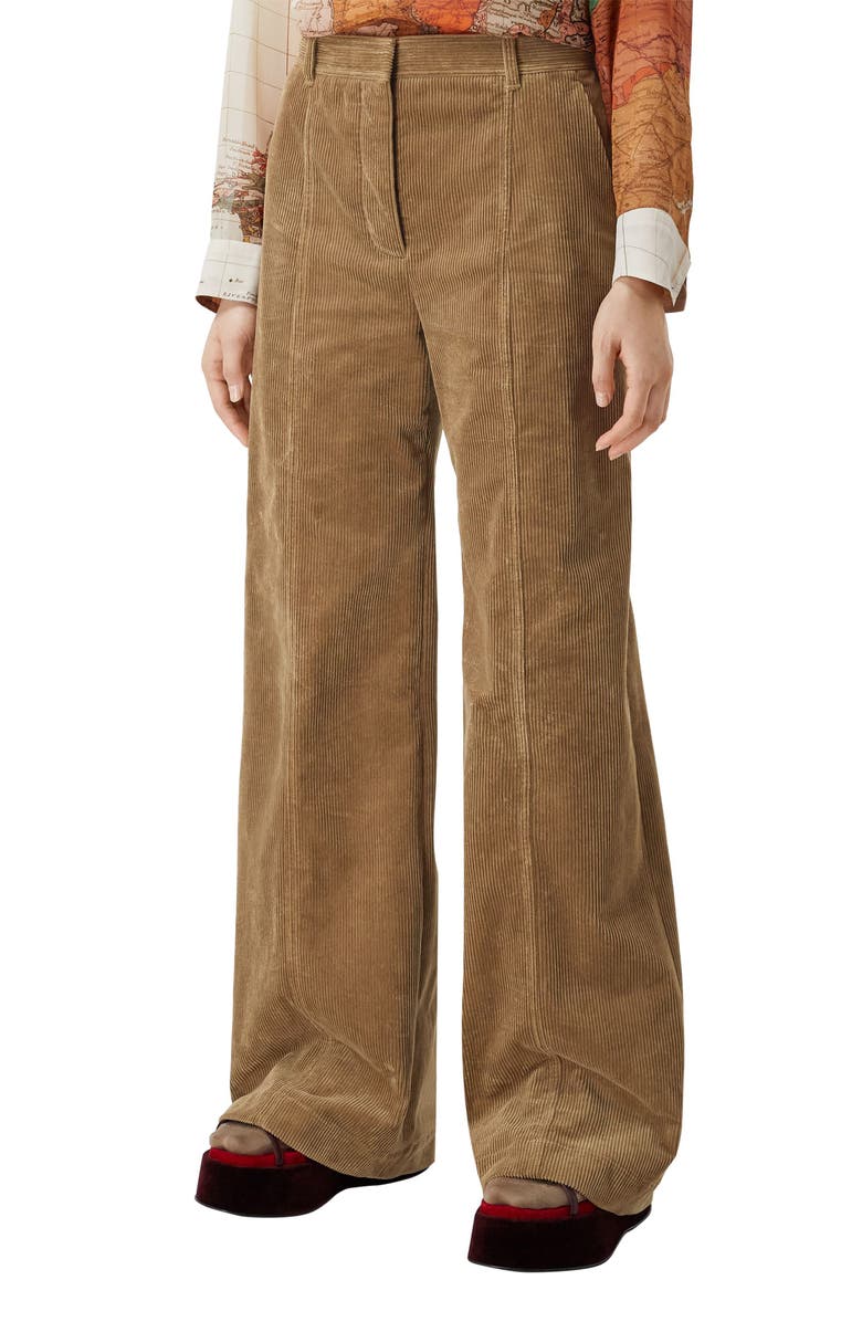 Burberry Blakely High Waist Flare Corduroy Pants, Main, color,