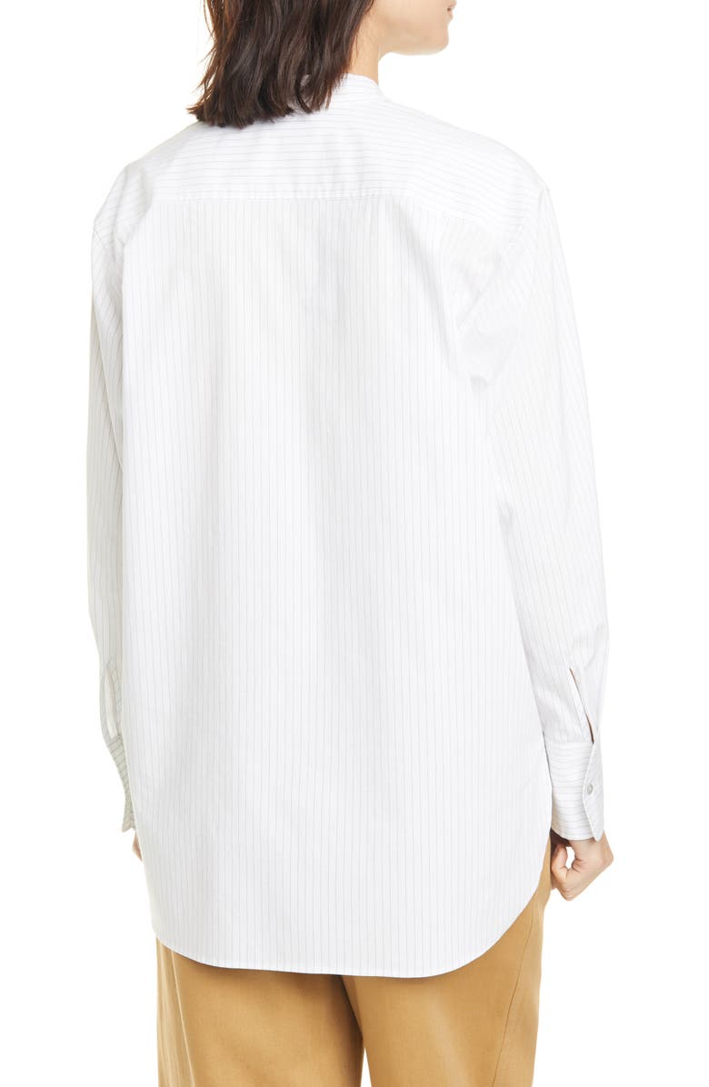 Vince Classic Stripe Band Collar Cotton Blend Shirt, Alternate, color,