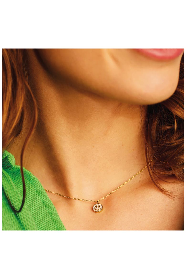 Pavé Smiley Face Necklace, Alternate, color, GOLD