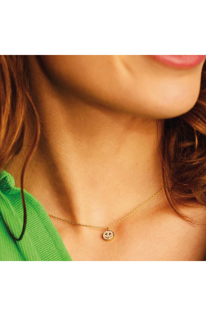 Estella Bartlett Pavé Smiley Face Necklace, Alternate, color, Gold