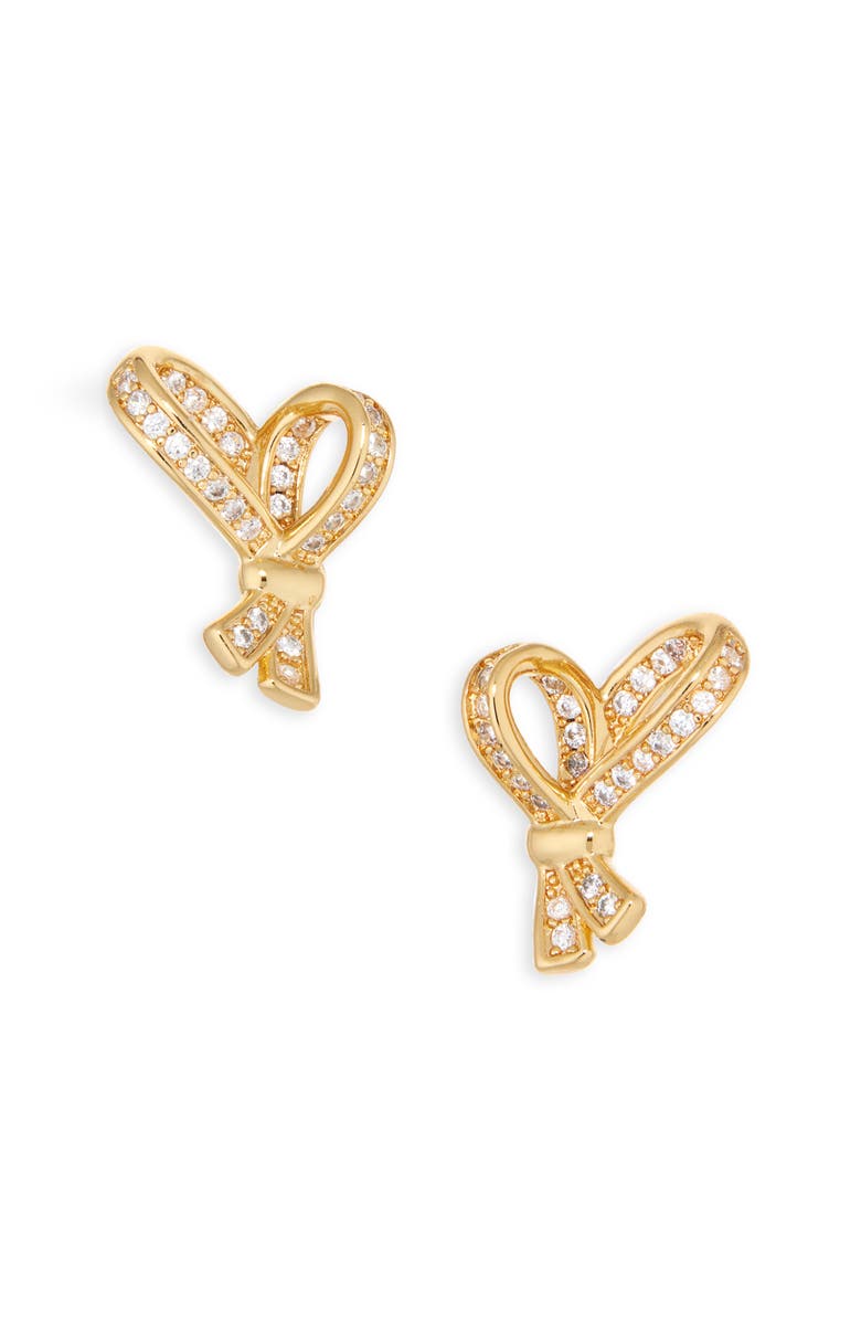 Kate Spade New York pavé heart stud earrings, Main, color, Clear/ Gold