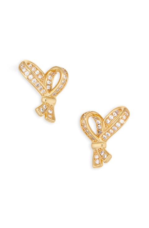 pavé heart stud earrings