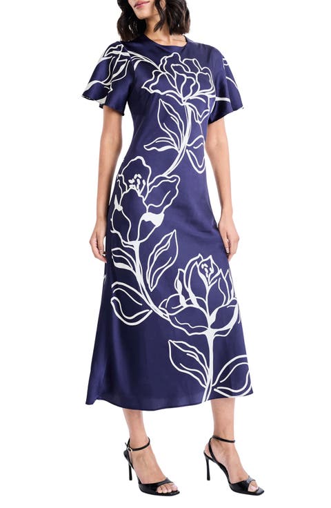 Floral Short Sleeve Midi Dress