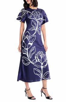 Floral Short Sleeve Midi Dress
