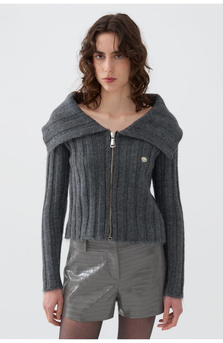 Nocturne Knit Cardigan with Metal Seal Detail, Main, color, 