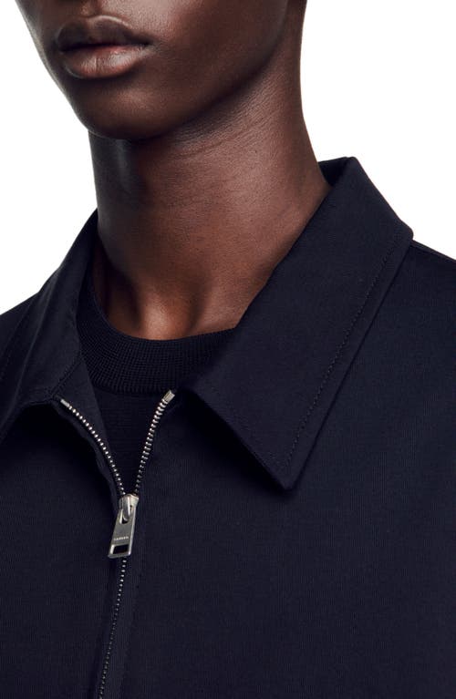 Sandro Cotton Jacket In Navy Blue