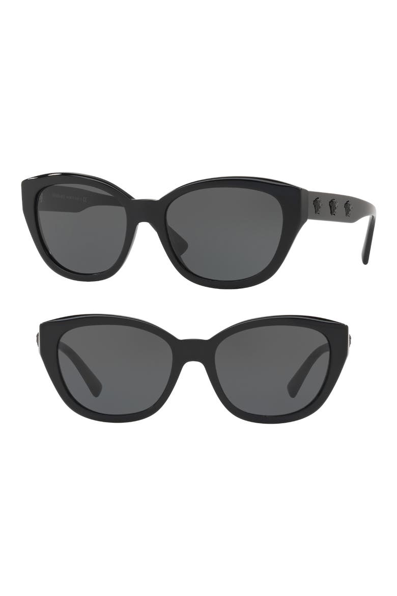 56mm Cat Eye Sunglasses, Main, color, BLACK/ GREY