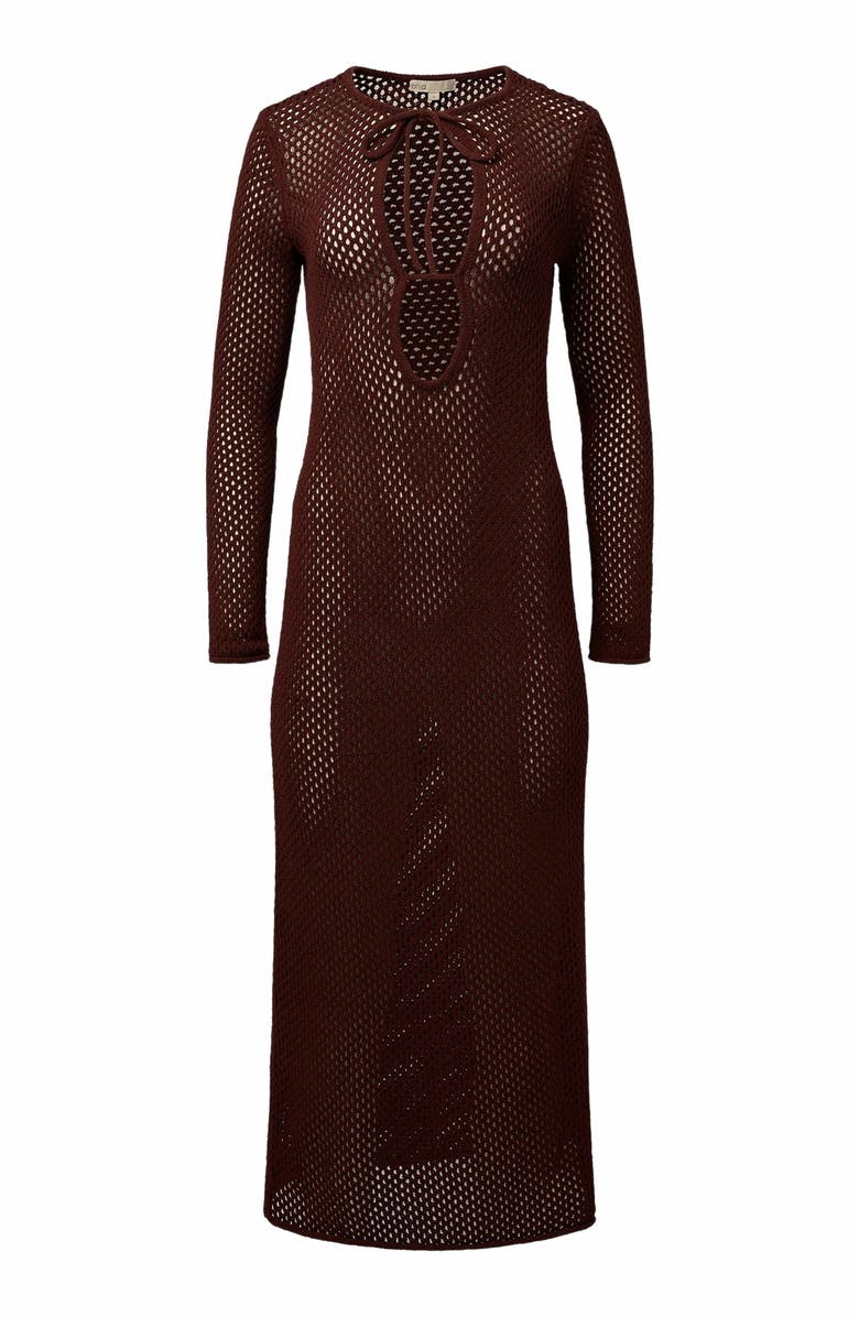 Onia Crochet Knit Cutout Maxi Dress, Alternate, color, Rum