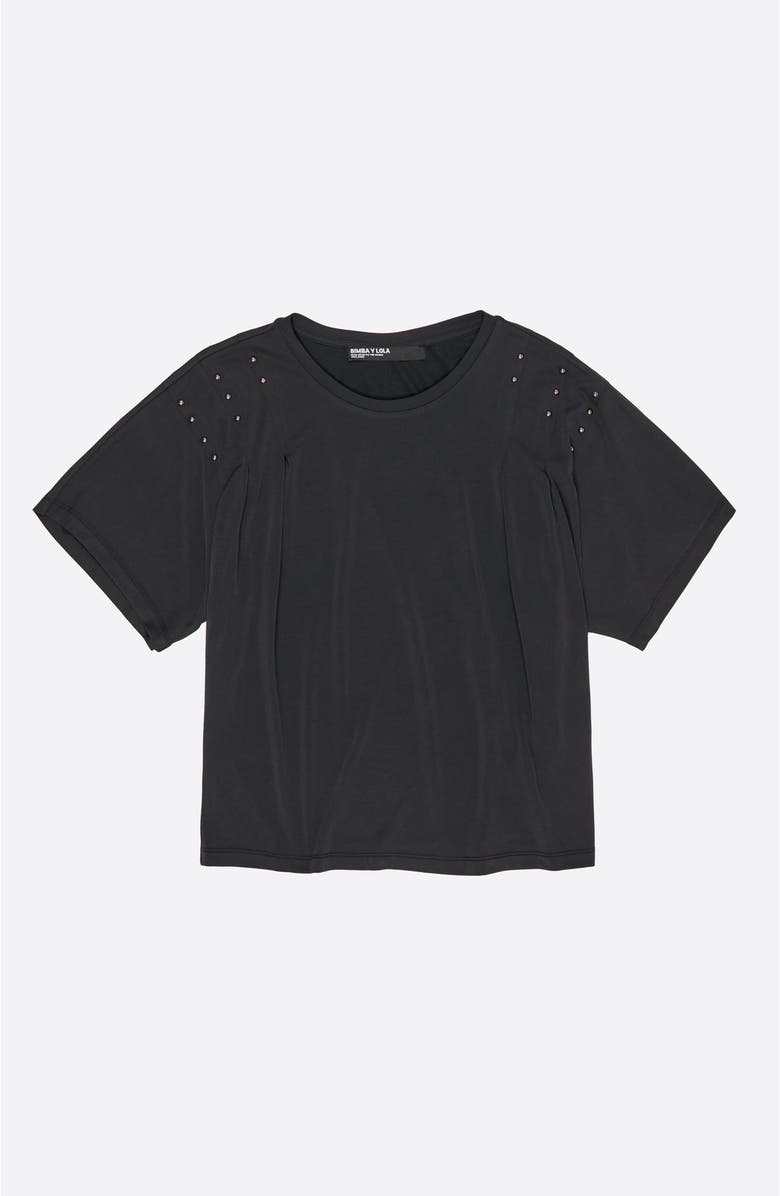 Bimba y Lola Shoulder Studs T-Shirt, Alternate, color, Washed Black