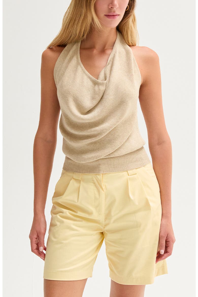 Cowl Neck Halter Knit Top, Alternate, color, Oatmeal