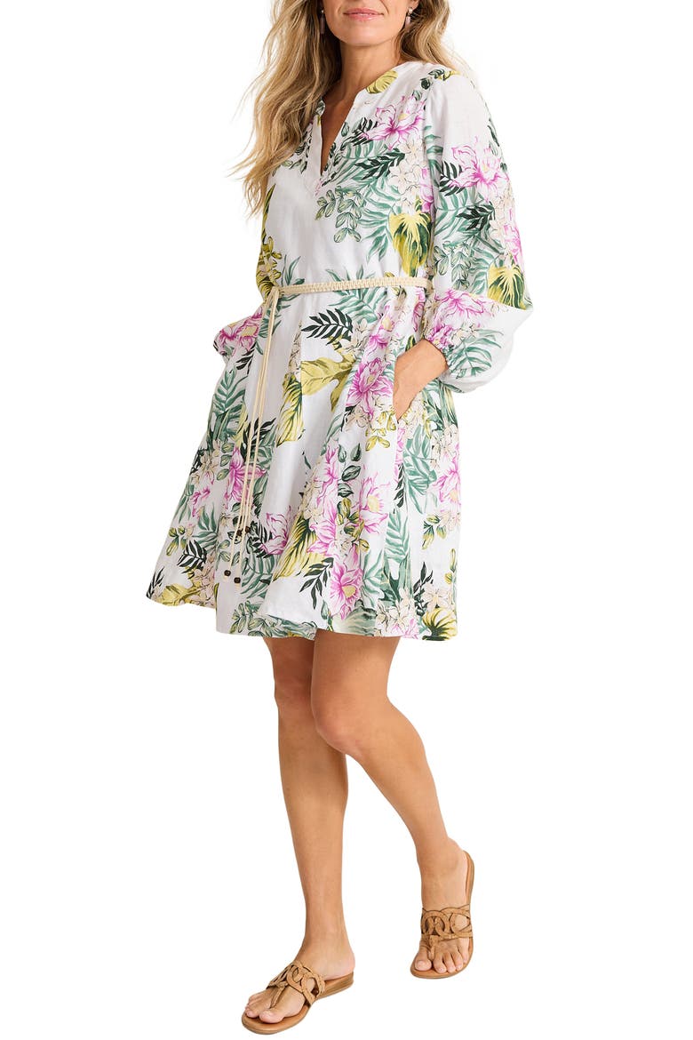 Petal of Luxury Long Sleeve Linen Dress, Alternate, color, WHITE