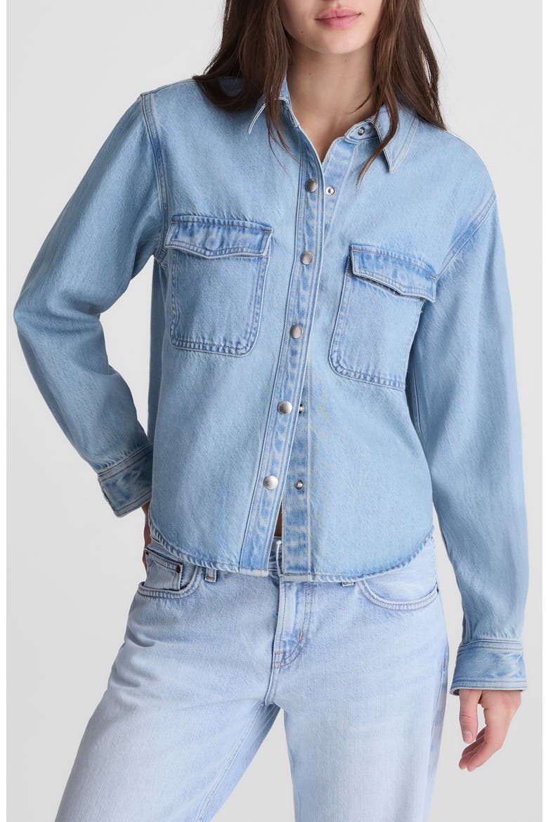 Airy Denim Relaxed Shirt Jacket, Main, color, FADED HORIZON WASH