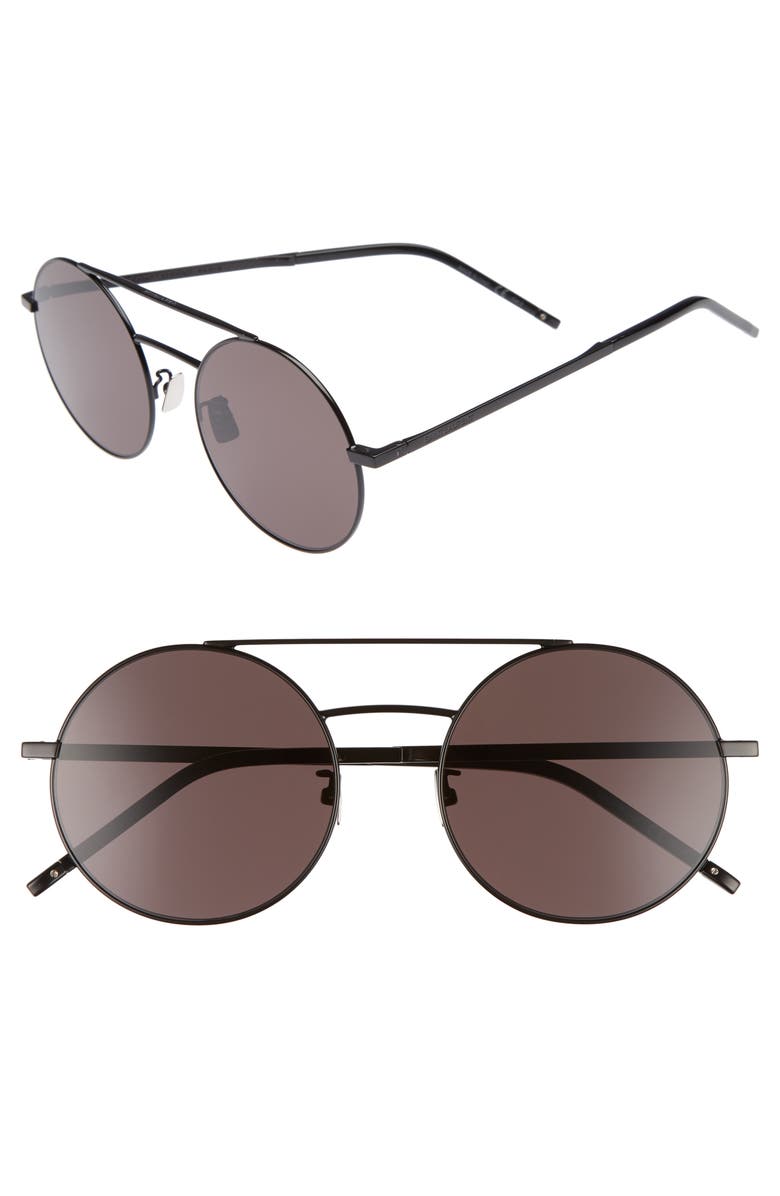 Saint Laurent SL 210/F 56mm Round Aviator Sunglasses, Main, color, 
