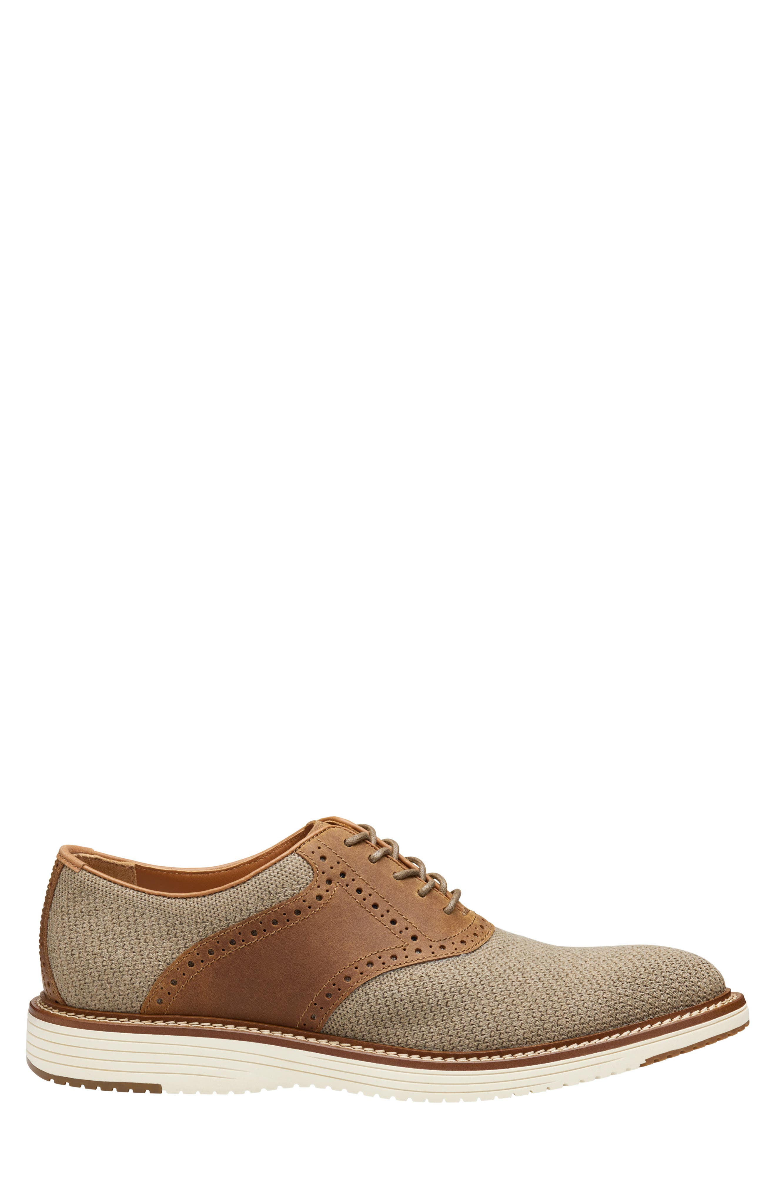 Johnston & Murphy Upton Knit Saddle Shoe, Alternate, color, Taupe Knit/Brown Oiled