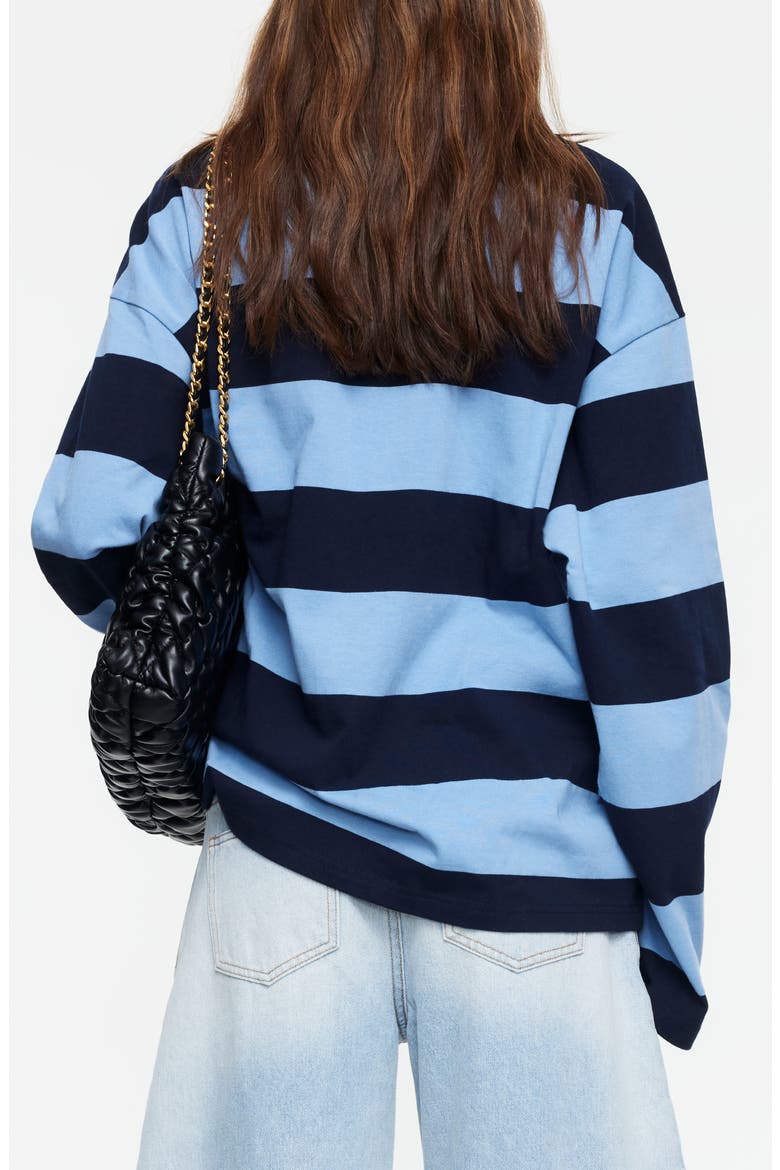Outbound Oversize Stripe Jersey Cotton Long Sleeve T-Shirt, Alternate, color, NAVY