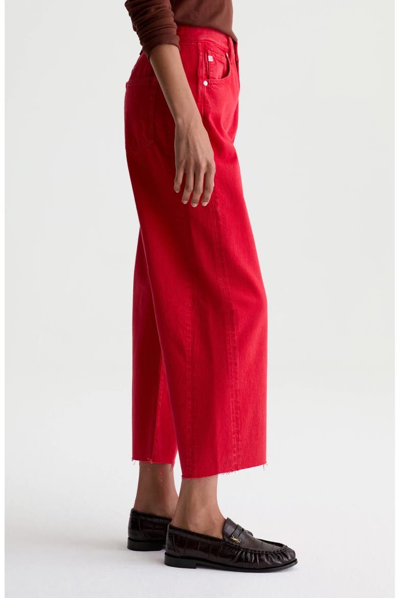 Hattie Raw Hem High Waist Crop Barrel Jeans, Alternate, color, RECORDING RED