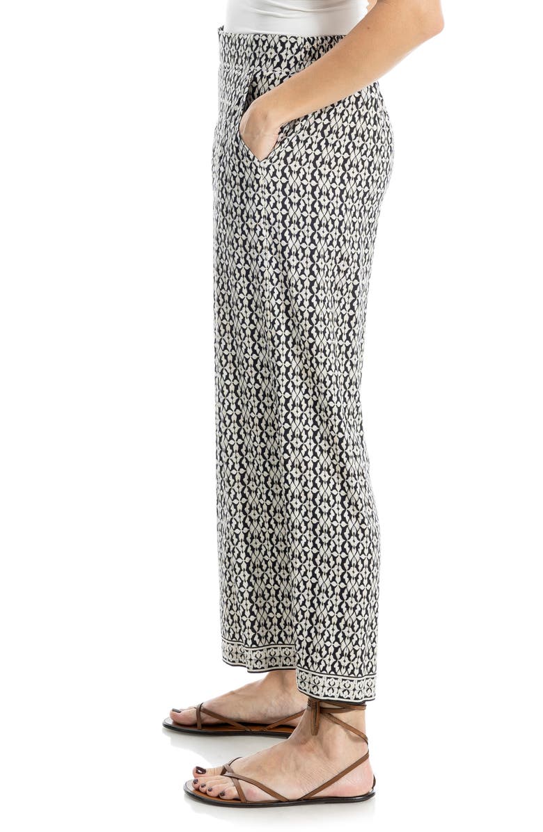 MAX STUDIO Wide Leg Pull-On Crop Pants, Alternate, color, Black/ Cream Ornate