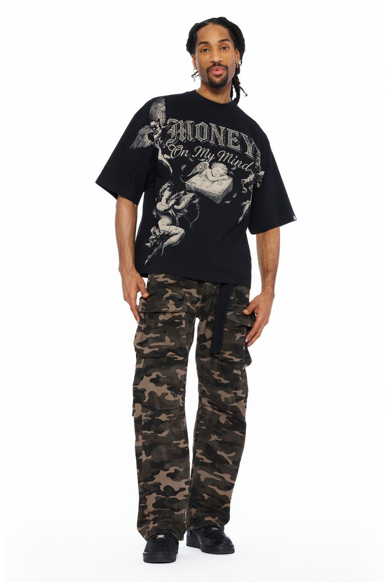 Grunge Camo Baggy Fit Cargo Jeans, Alternate, color, JAVA CAMO