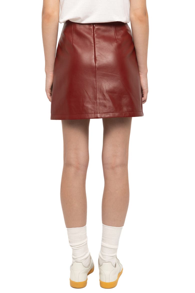 Jaime Leather Miniskirt, Alternate, color, CHERRY
