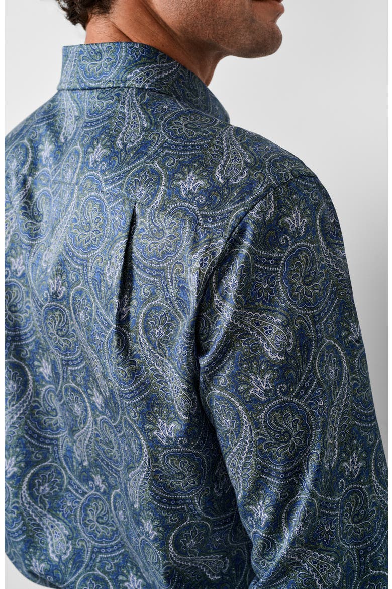 Paisley Sport Shirt, Alternate, color, NAVY/ GREEN