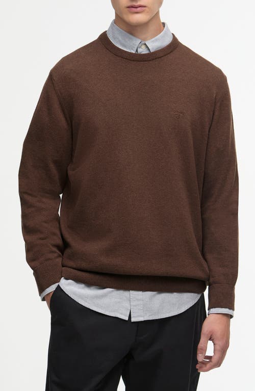 Barbour Solid Cotton Crewneck Sweater In Brown