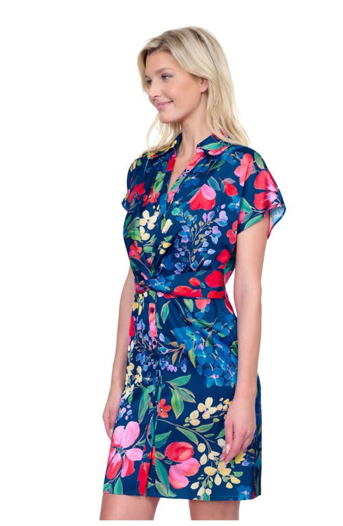 Shop Gottex Garden Dream Button-down Shirt Dress Cover-up In Navy Multi