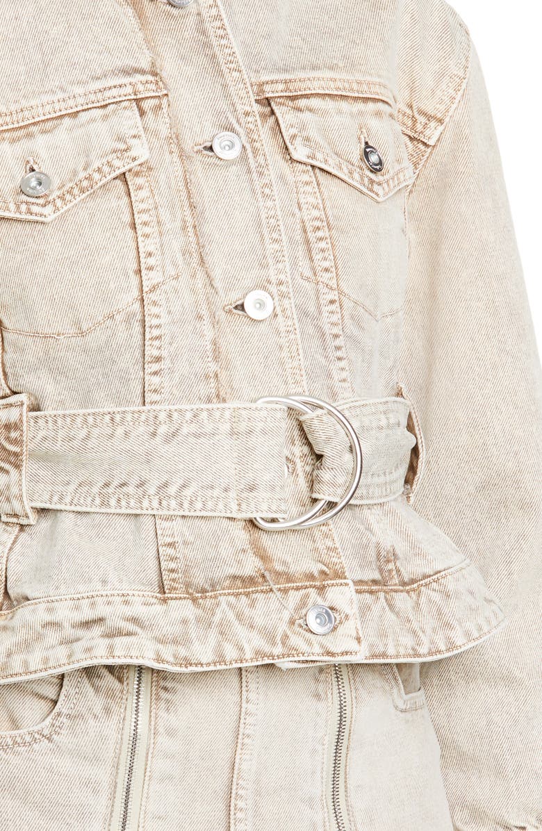 Proenza Schouler White Label Belted Crop Denim Jacket, Alternate, color, 