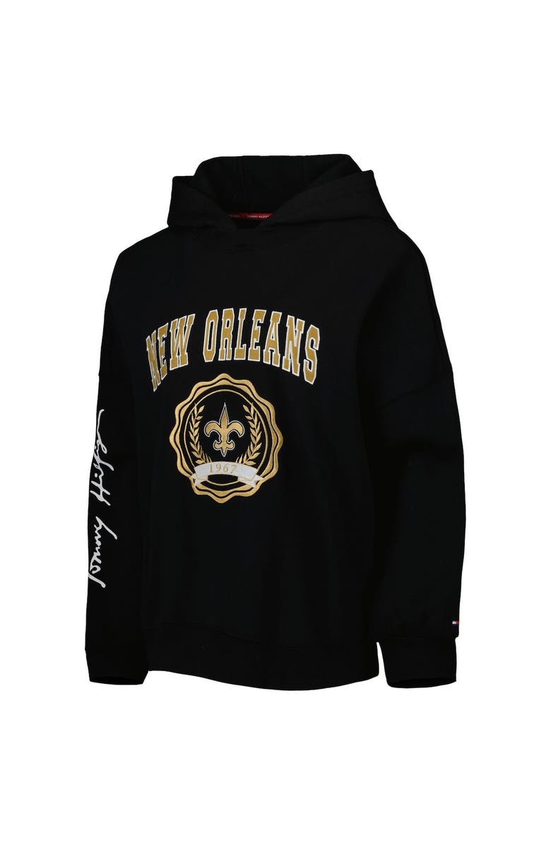 Tommy Hilfiger Women's Tommy Hilfiger Black New Orleans Saints Becca Drop Shoulder Pullover Hoodie, Alternate, color, Black