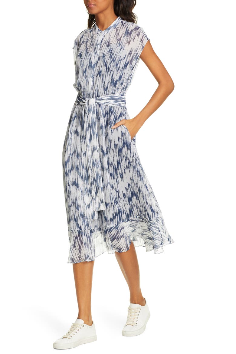 Dremah Silk Midi Dress, Alternate, color, NAVY MULTI