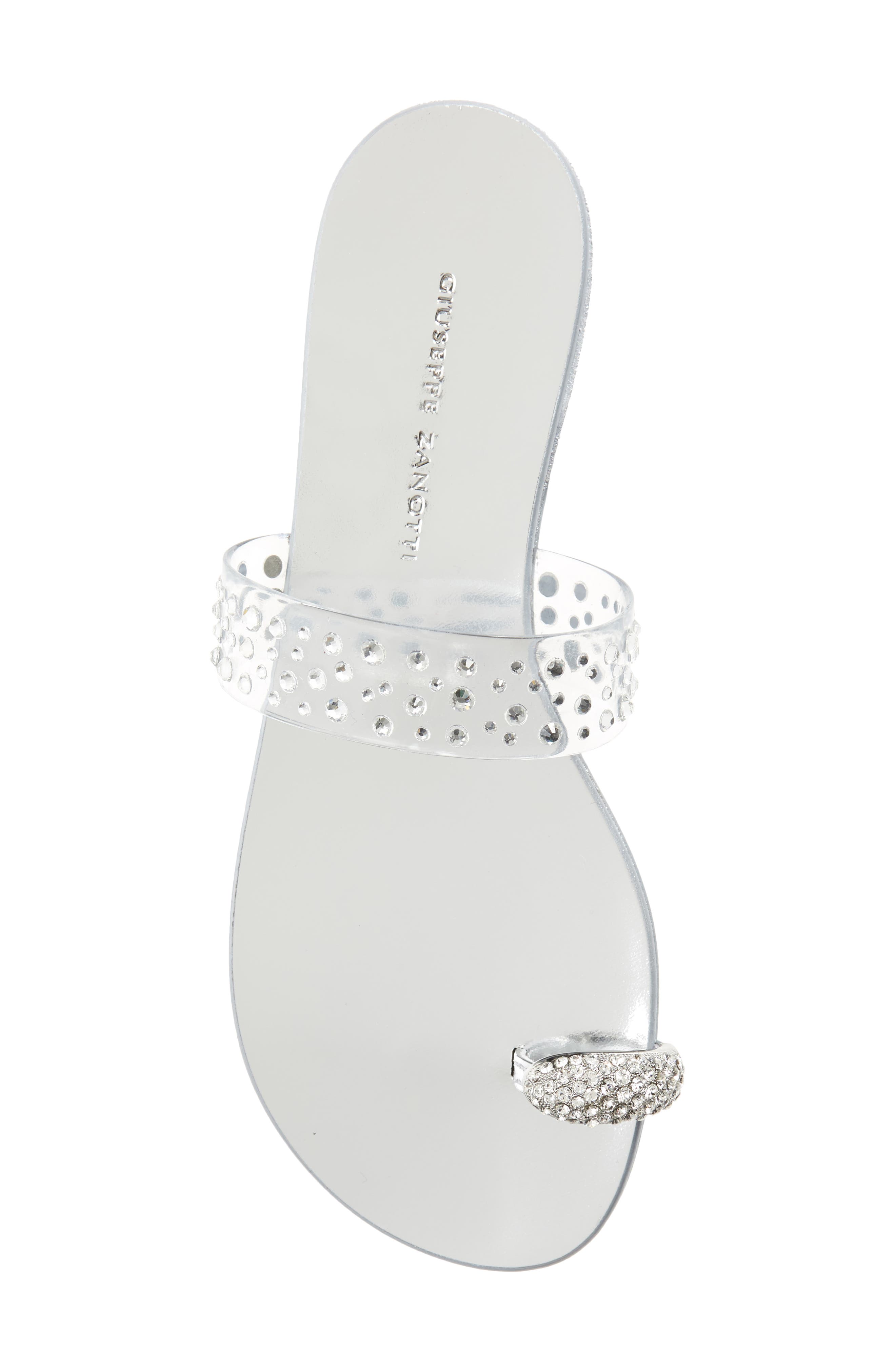 Giuseppe Zanotti Crystal Embellished Toe Strap Slide Sandal, Alternate, color, 