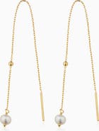 Oradina 14K Yellow Gold Pearl Girl Threaders