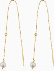 Oradina 14K Yellow Gold Pearl Girl Threaders