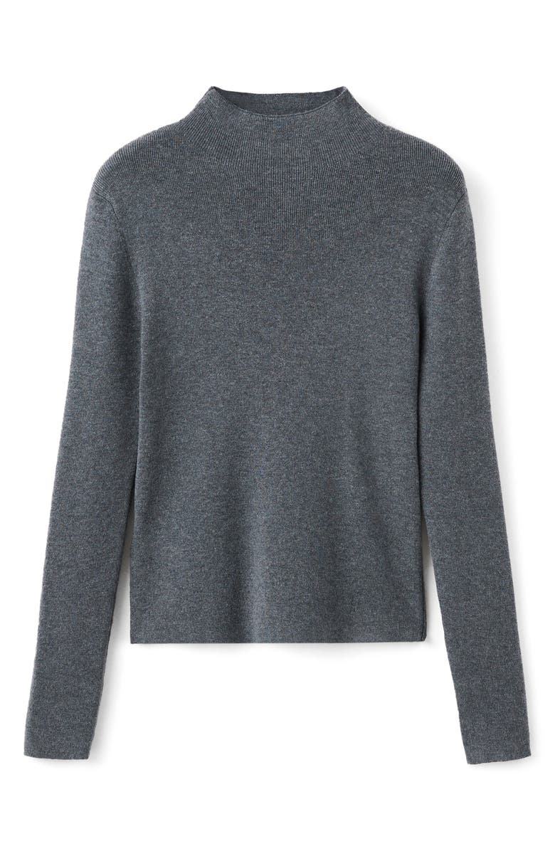MANGO Fitted Mock Neck Sweater, Alternate, color, Medium Heather Grey